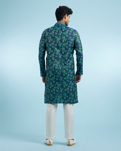 Diwas Men Mid Blue Extravagance Kurta