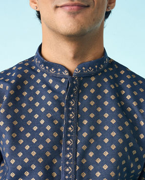 Diwas Men Dark Blue Celebration Kurta