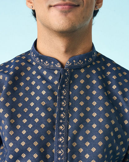Diwas Men Dark Blue Celebration Kurta