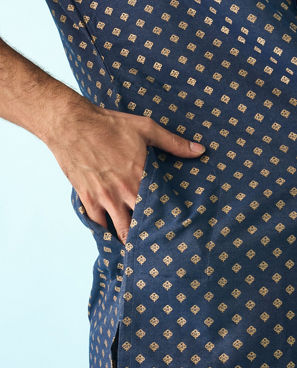 Diwas Men Dark Blue Celebration Kurta