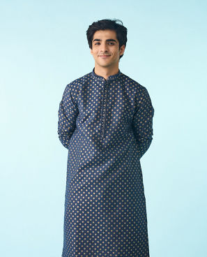 Diwas Men Dark Blue Celebration Kurta