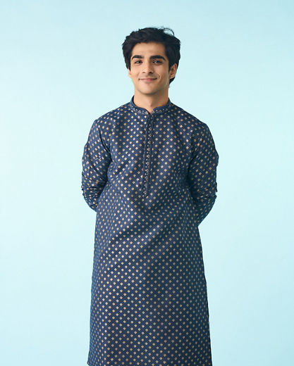 Diwas Men Dark Blue Celebration Kurta