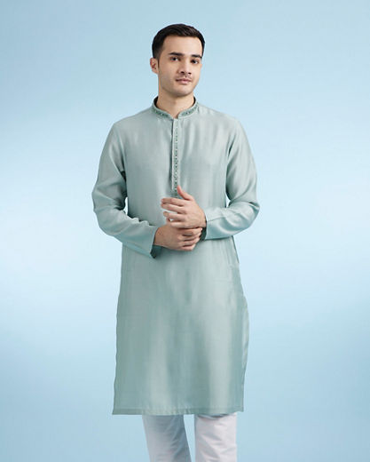 Diwas Men Radiant Mid Green Kurta