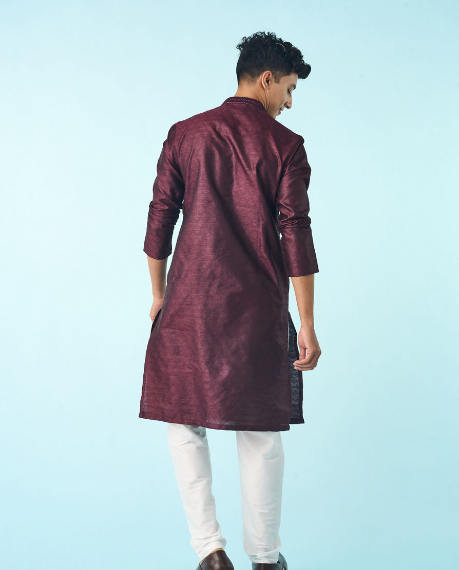 Diwas Men Regal Wine Elegant Festivity Kurta