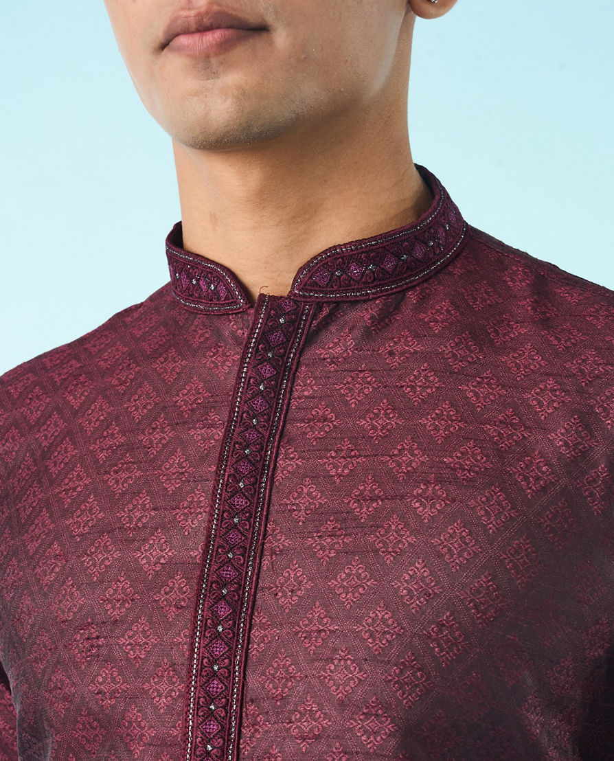 Diwas Men Regal Wine Elegant Festivity Kurta