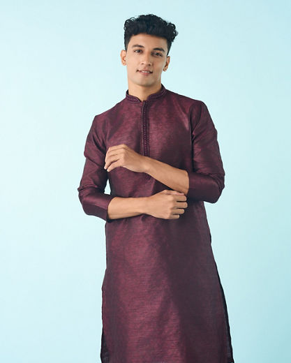 Diwas Men Regal Wine Elegant Festivity Kurta
