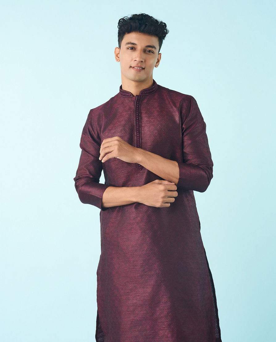 Diwas Men Regal Wine Elegant Festivity Kurta
