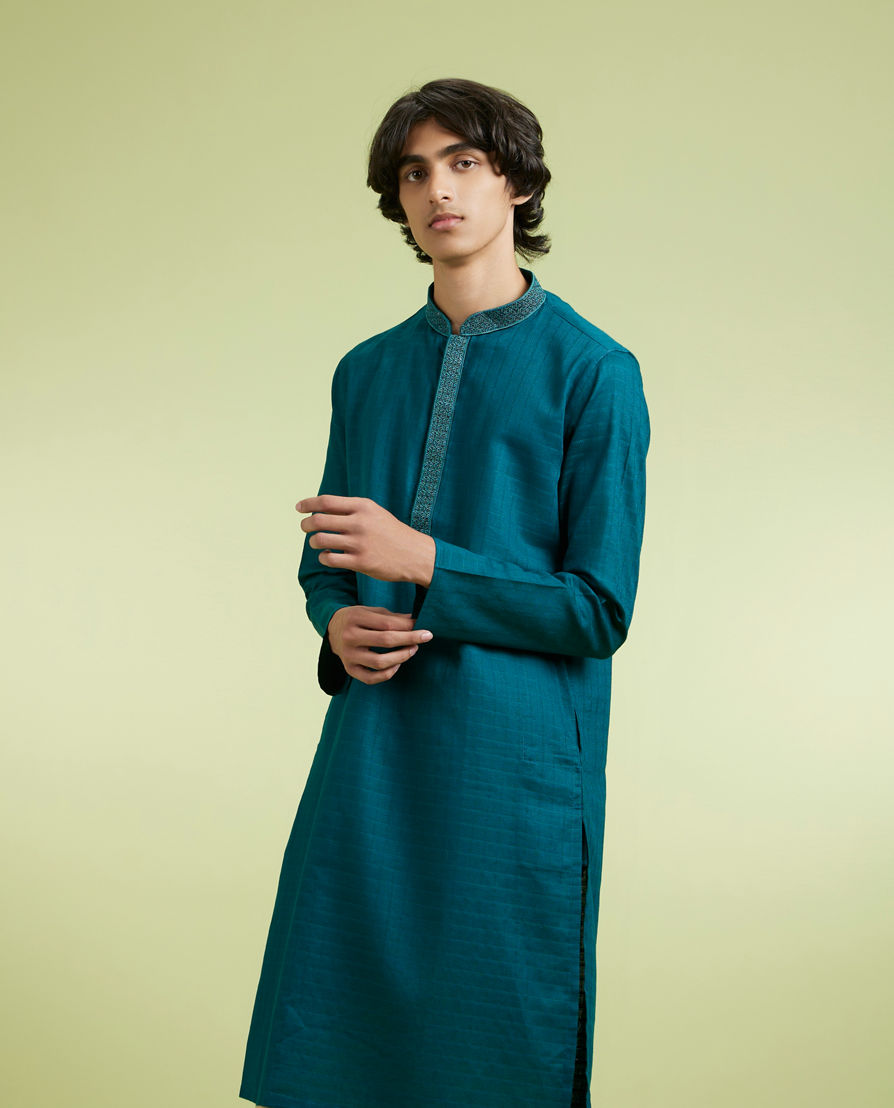 Diwas Men Teal Green Charm Kurta
