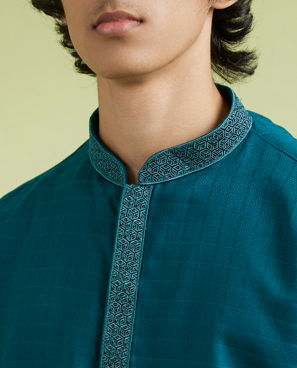 Diwas Men Teal Green Charm Kurta