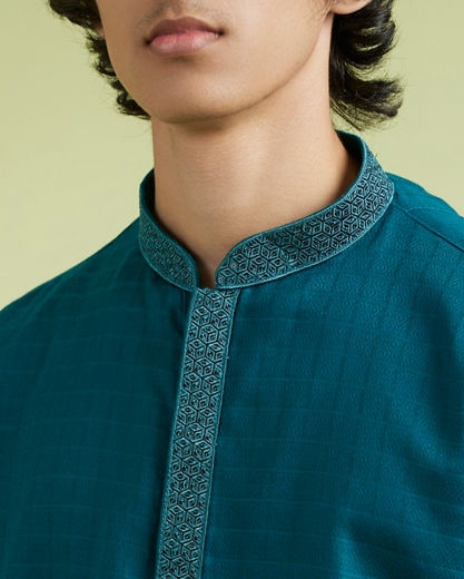Diwas Men Teal Green Charm Kurta