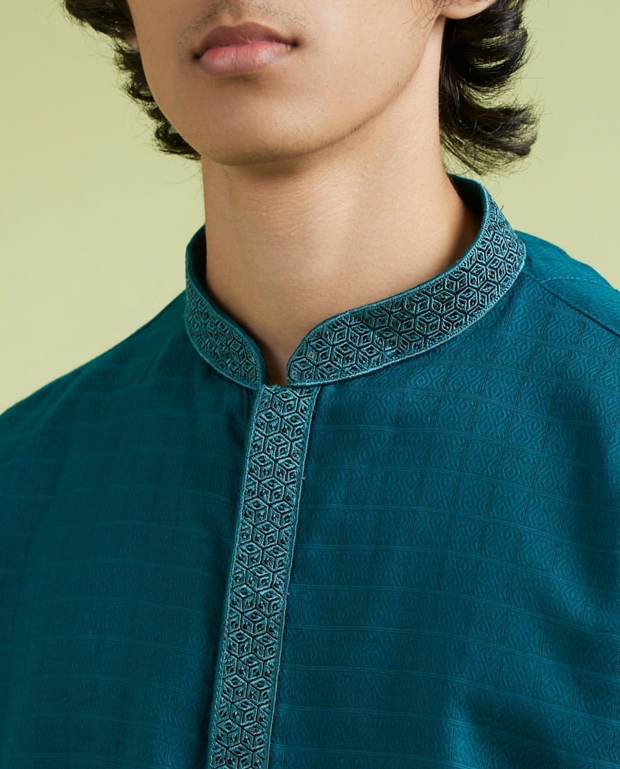 Diwas Men Teal Green Charm Kurta