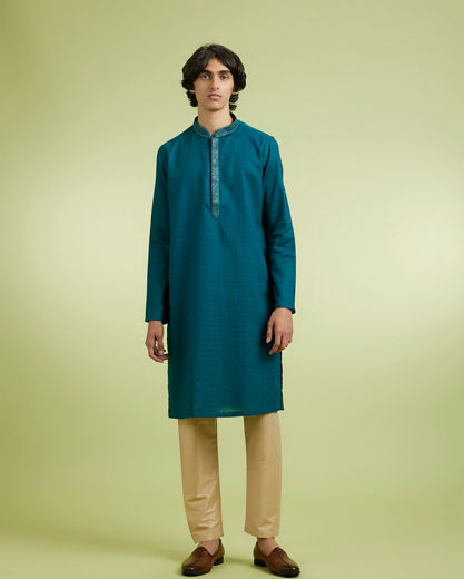 Diwas Men Teal Green Charm Kurta