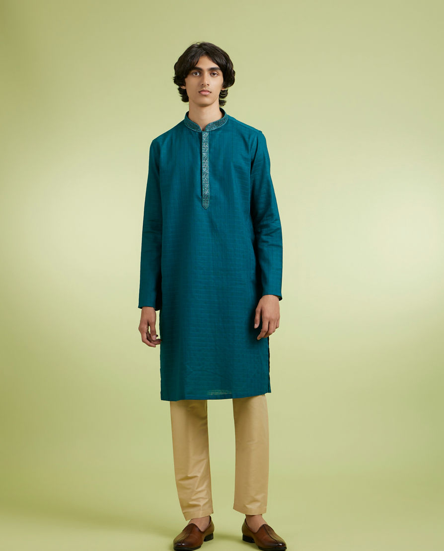 Diwas Men Teal Green Charm Kurta