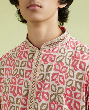 Diwas Men Elegant Coral Kurta