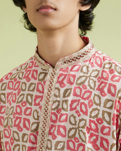 Diwas Men Elegant Coral Kurta
