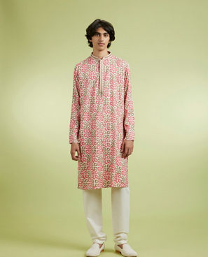 Diwas Men Elegant Coral Kurta