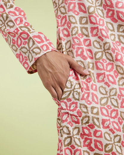 Diwas Men Elegant Coral Kurta