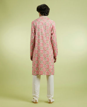 Diwas Men Elegant Coral Kurta