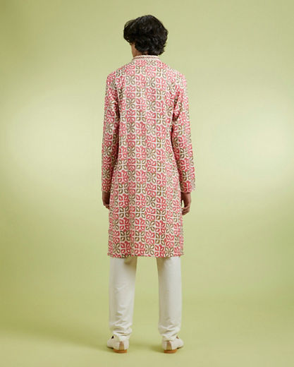Diwas Men Elegant Coral Kurta