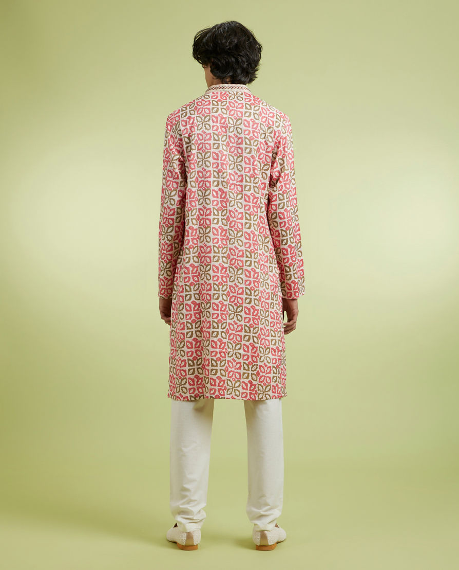 Diwas Men Elegant Coral Kurta