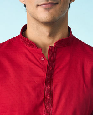 Diwas Men Regal Red Cotton Kurta