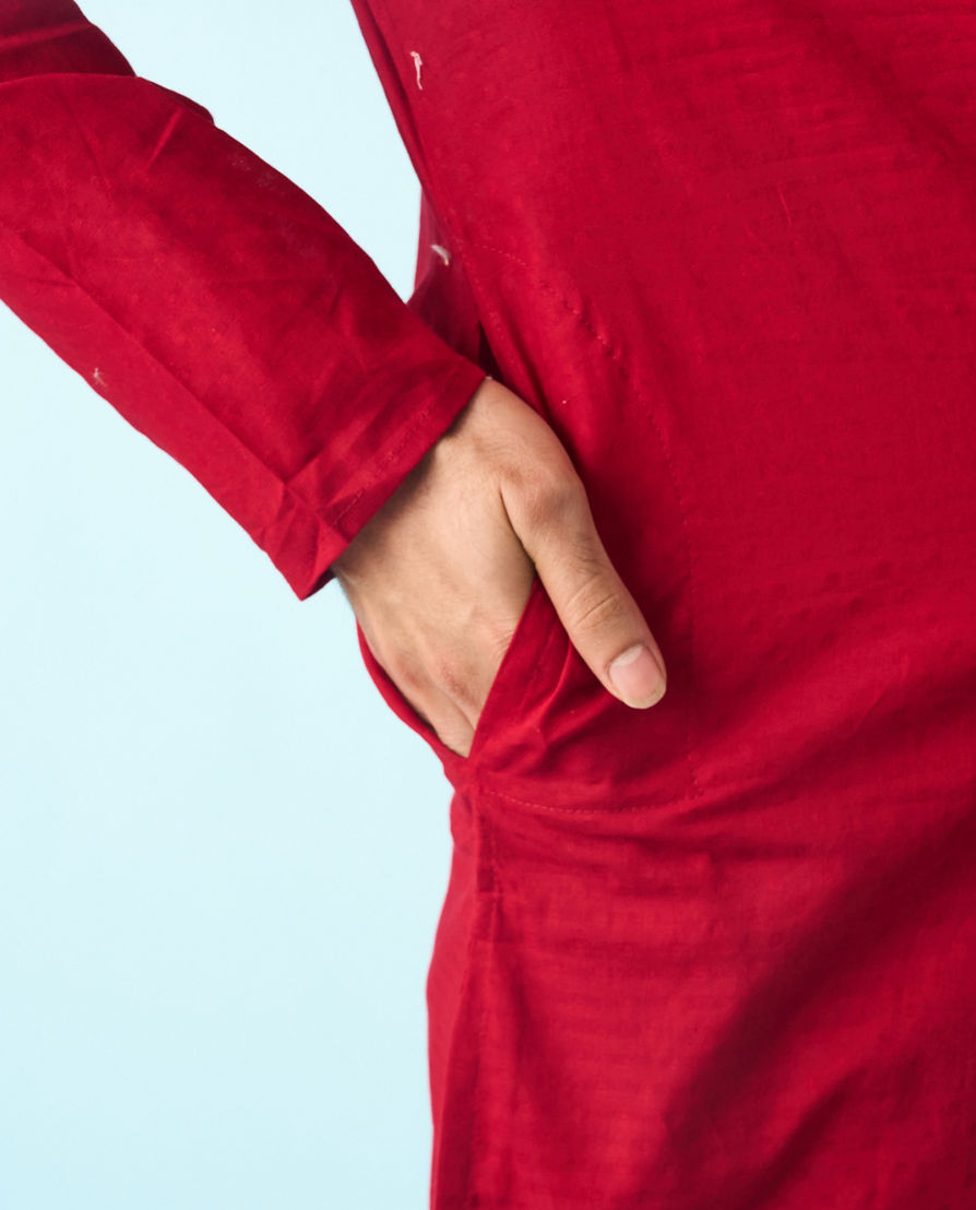 Diwas Men Regal Red Cotton Kurta
