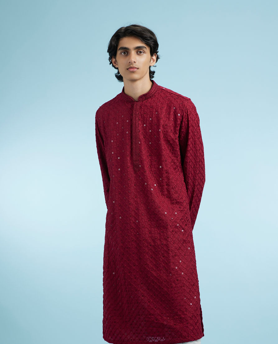 Diwas Men Maroon Majesty Cotton Kurta