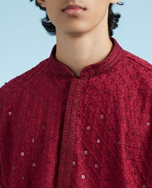 Diwas Men Maroon Majesty Cotton Kurta