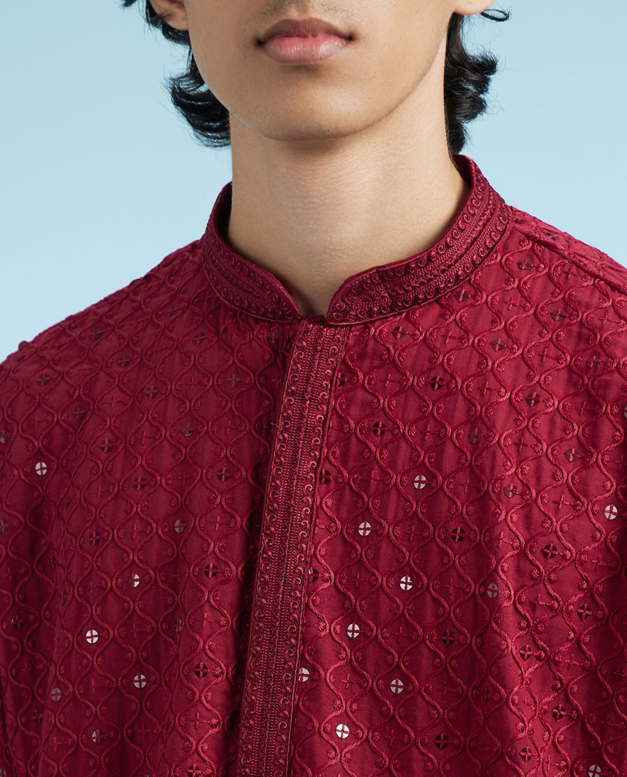 Diwas Men Maroon Majesty Cotton Kurta