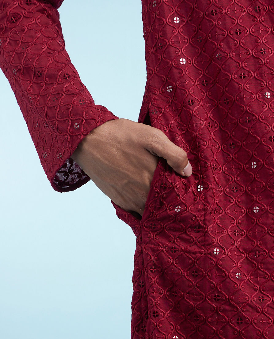 Diwas Men Maroon Majesty Cotton Kurta