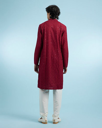 Diwas Men Maroon Majesty Cotton Kurta