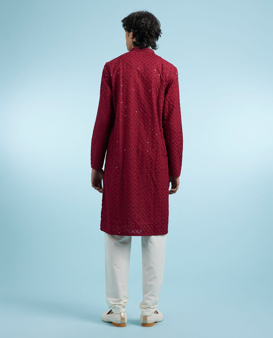 Diwas Men Maroon Majesty Cotton Kurta