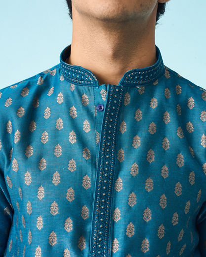 Diwas Men Teal Blue Elegance Kurta