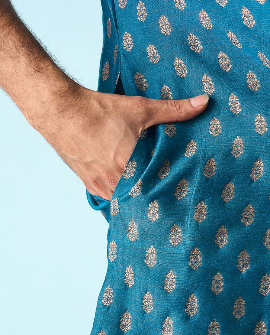 Diwas Men Teal Blue Elegance Kurta