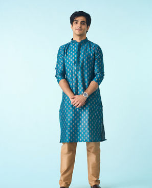Diwas Men Teal Blue Elegance Kurta