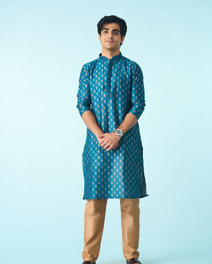 Diwas Men Teal Blue Elegance Kurta