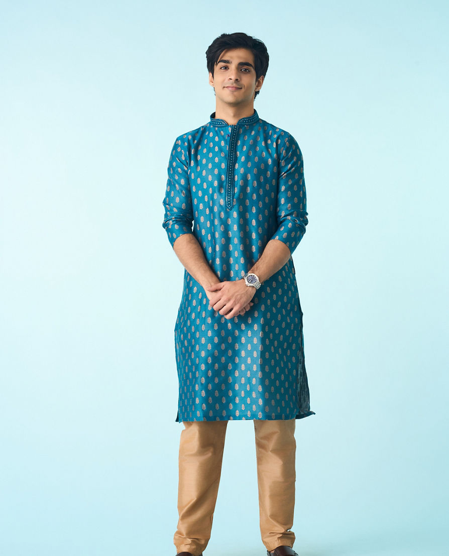 Diwas Men Teal Blue Elegance Kurta