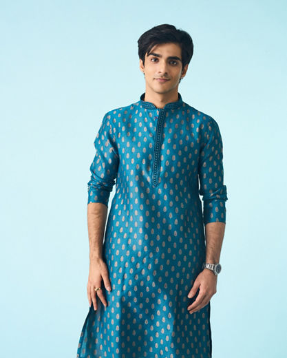 Diwas Men Teal Blue Elegance Kurta