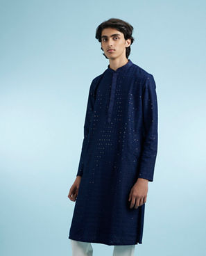 Diwas Men Dark Blue Enchanting Kurta