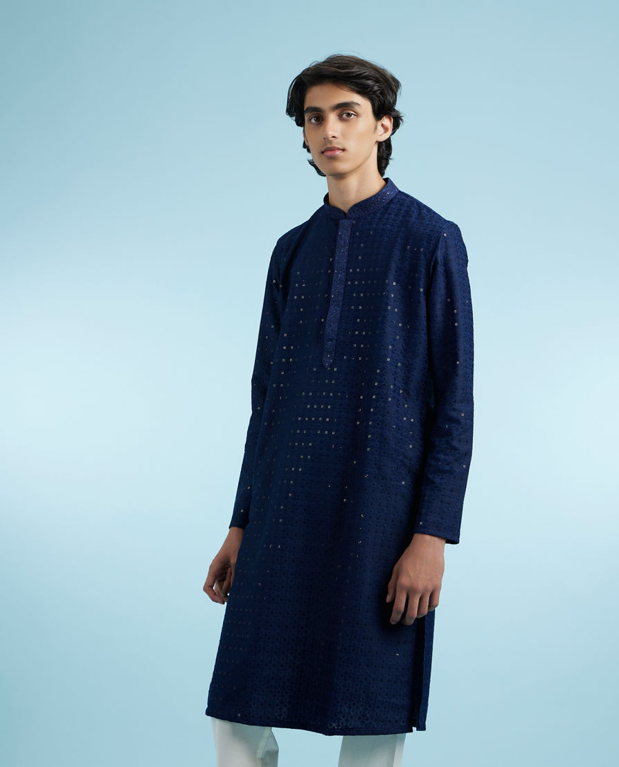 Diwas Men Dark Blue Enchanting Kurta