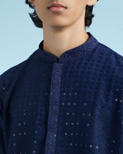 Diwas Men Dark Blue Enchanting Kurta