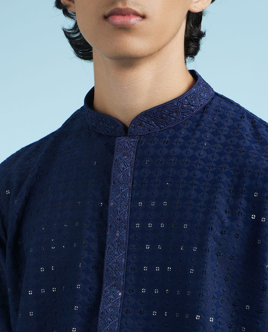 Diwas Men Dark Blue Enchanting Kurta