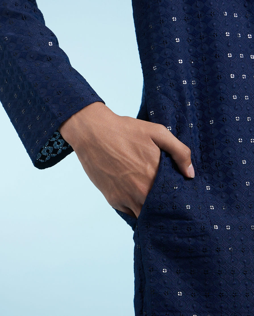 Diwas Men Dark Blue Enchanting Kurta