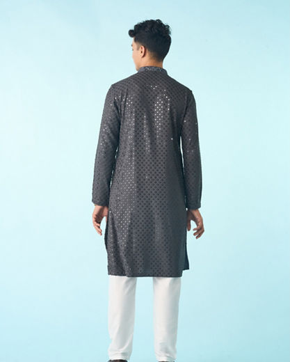Diwas Men Dark Grey Splendor Kurta