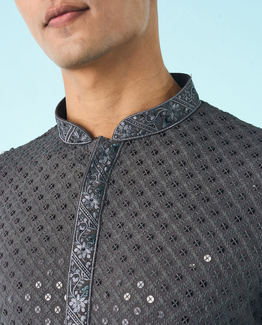 Diwas Men Dark Grey Splendor Kurta