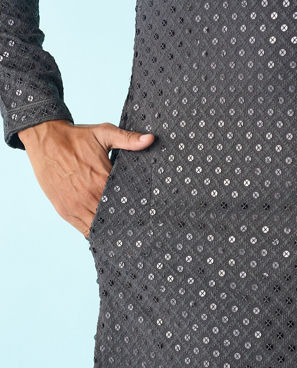 Diwas Men Dark Grey Splendor Kurta