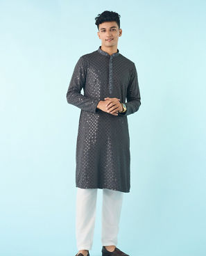 Diwas Men Dark Grey Splendor Kurta