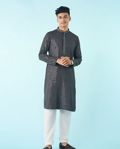 Diwas Men Dark Grey Splendor Kurta