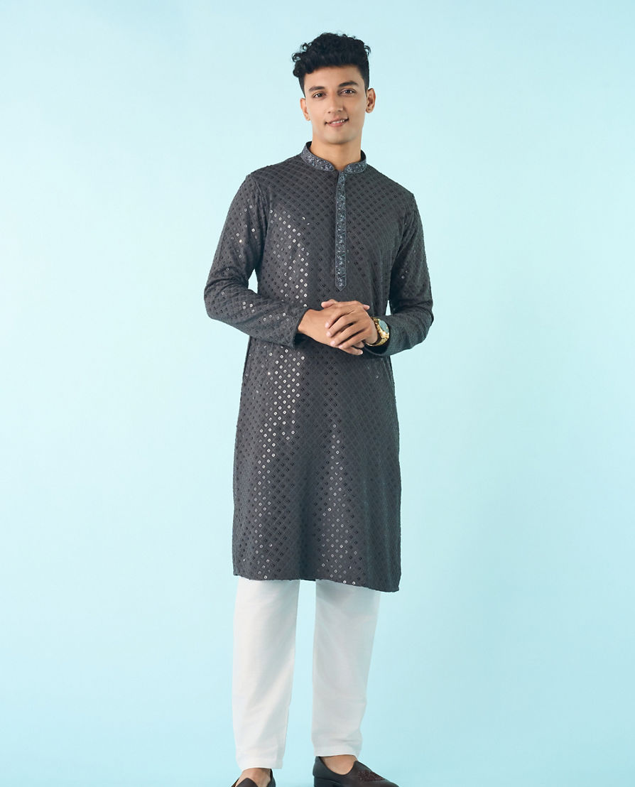 Diwas Men Dark Grey Splendor Kurta