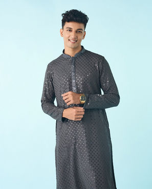 Diwas Men Dark Grey Splendor Kurta